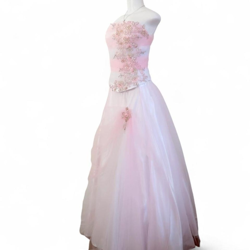 alyce pink tulle prom dress floral sequin ballgown y2k princess size 16 - Picture 2 of 8